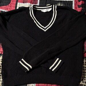 H&M Black Sweater with White Trim